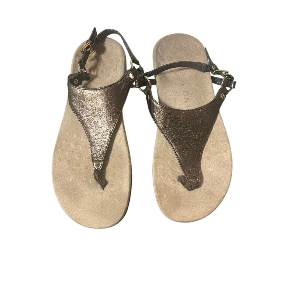 Vionic Kirra sling back metallic bronze leather coastal comfort sandal sz 8.5
